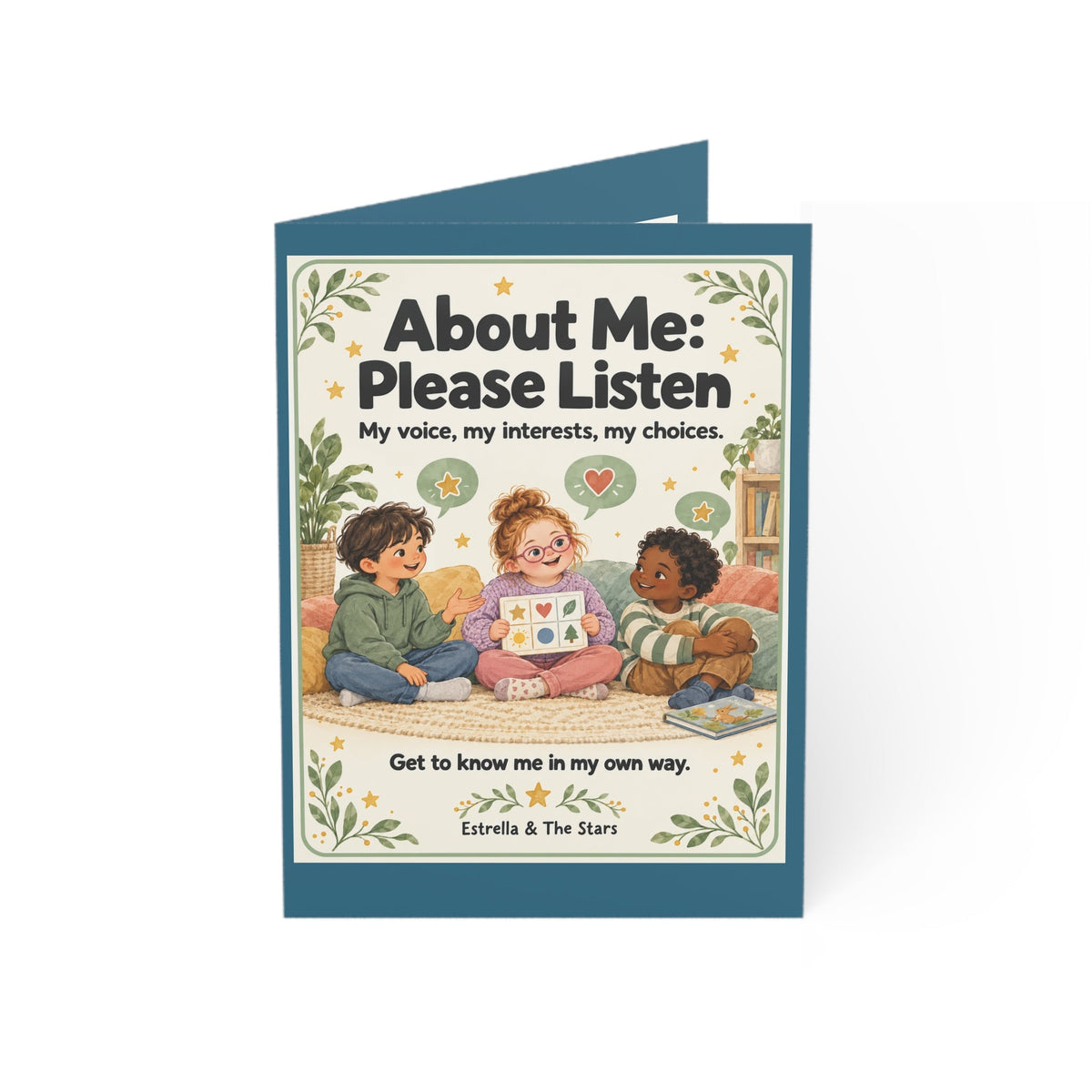 Greeting Card — “About Me: Please Listen” Kids Self-Advocacy Card (Pack of 1/10/30/50) - Estrella & The Stars