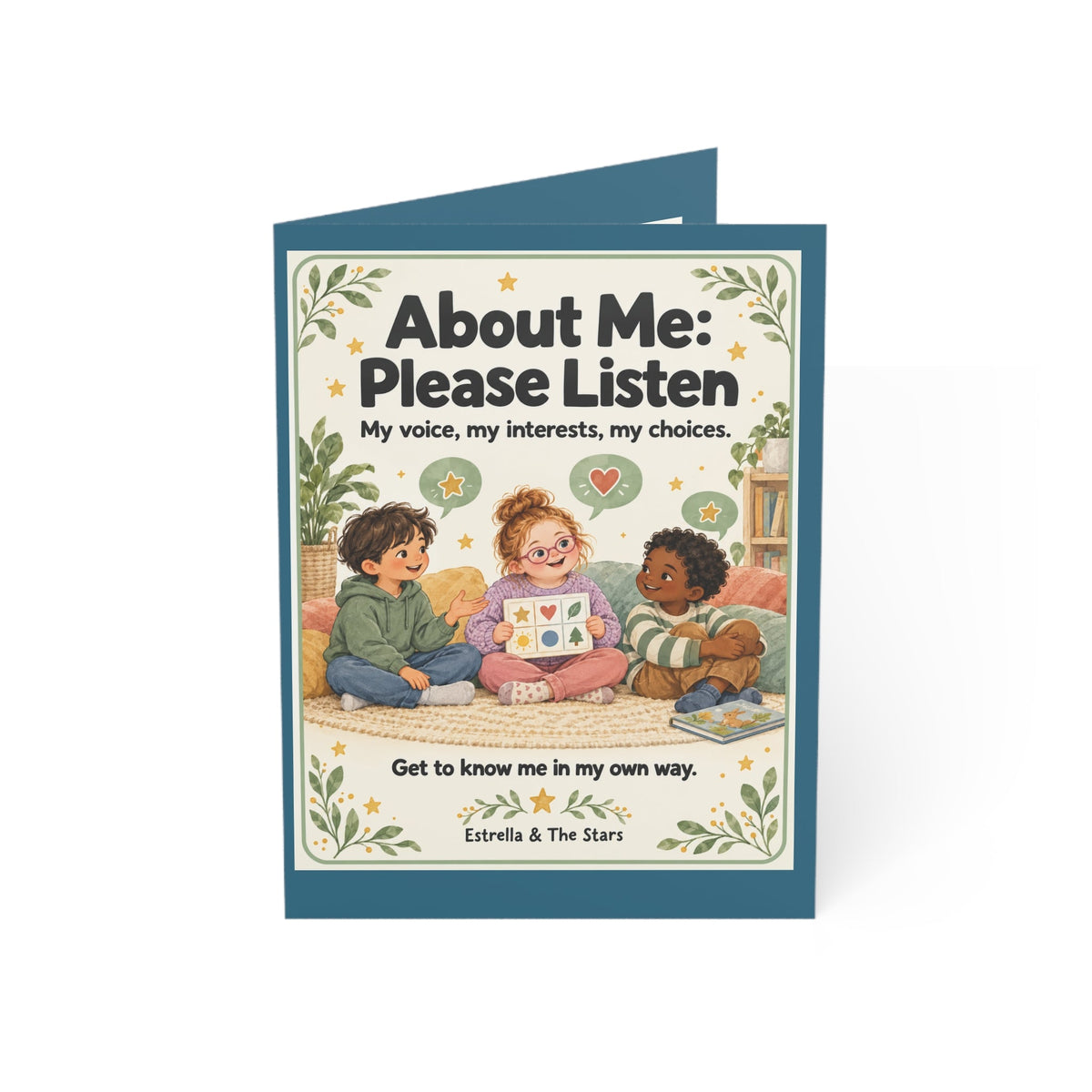 Greeting Card — “About Me: Please Listen” Kids Self-Advocacy Card (Pack of 1/10/30/50) - Estrella & The Stars