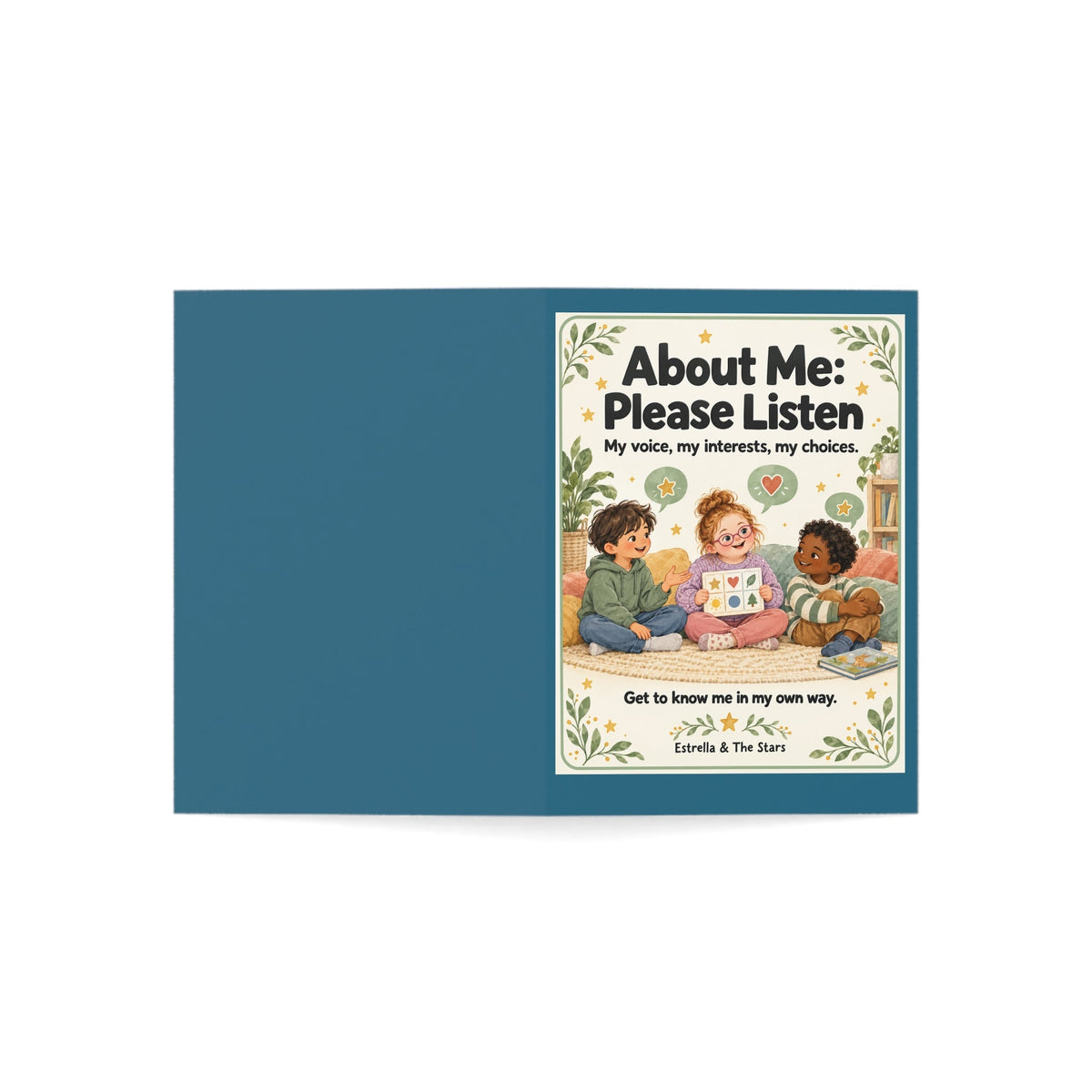 Greeting Card — “About Me: Please Listen” Kids Self-Advocacy Card (Pack of 1/10/30/50) - Estrella & The Stars