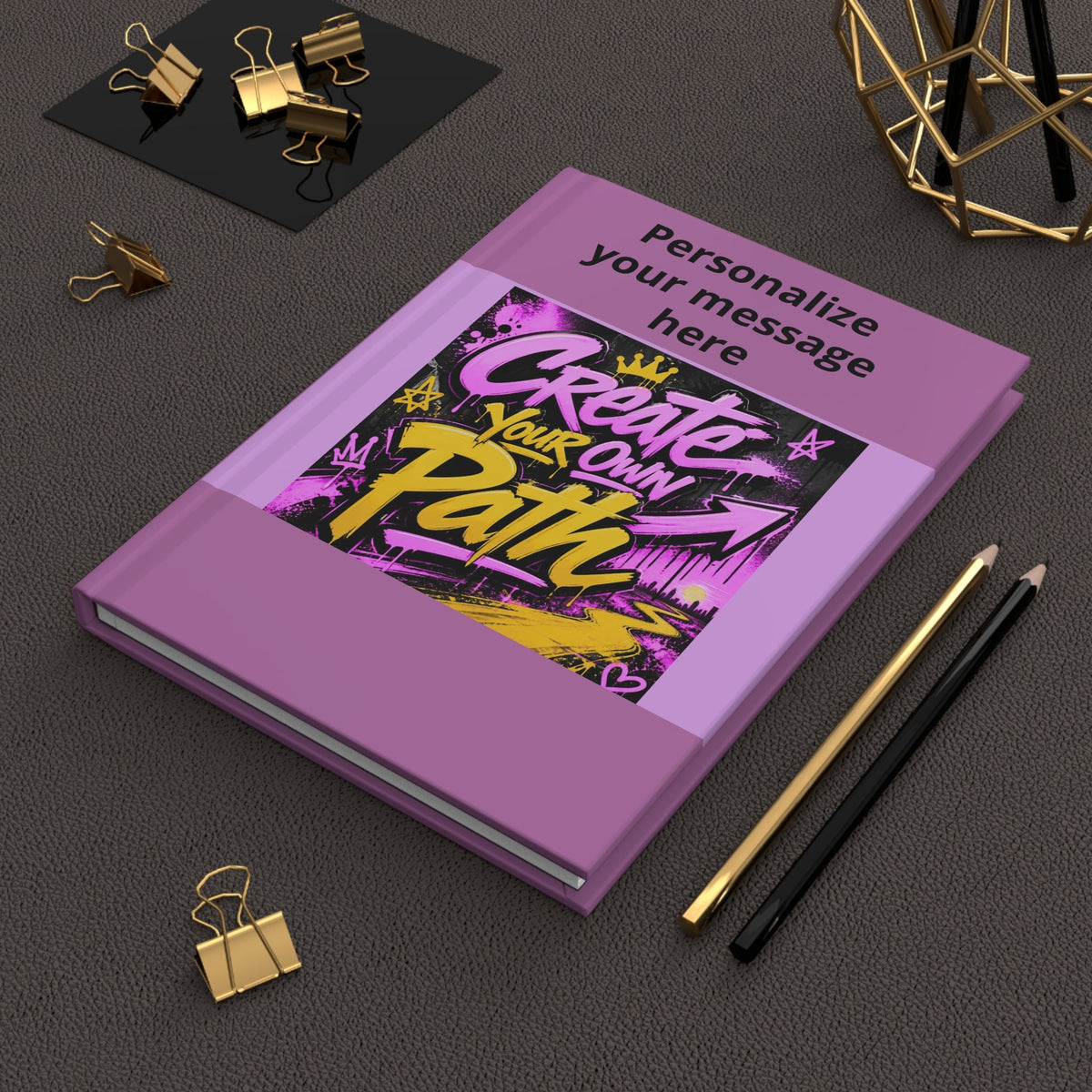 Hardcover Journal — “Create Your Own Path” Pink Inspirational Lined Notebook - Estrella & The Stars
