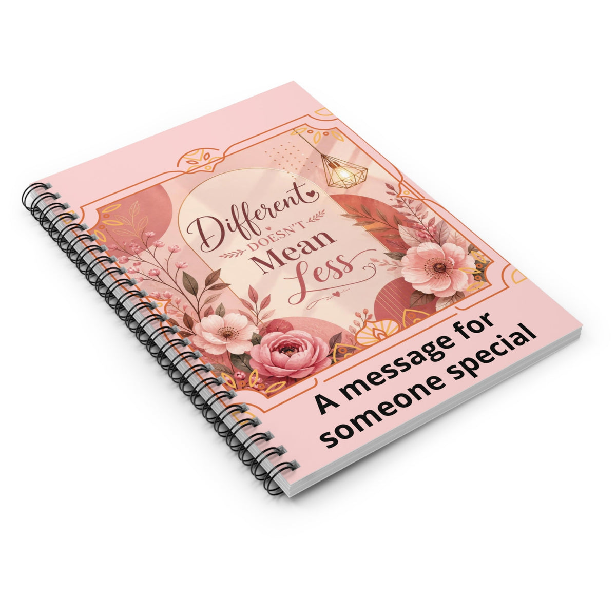 Inspirational Spiral Notebook - "Different Doesn't Mean Less" Floral Journal - Estrella & The Stars