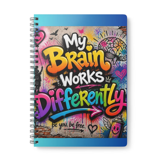 My Brain Works Differently A5 Spiral Notebook - Graffiti Journal for Neurodivergent Pride - Estrella & The Stars