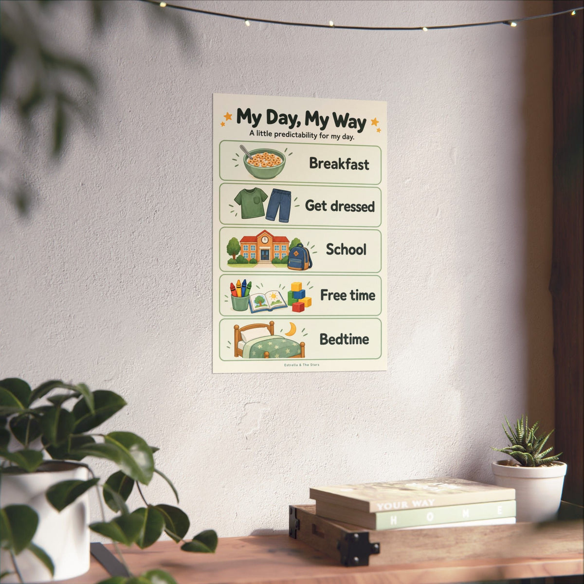 My Day, My Way Kids Routine Poster — Visual Morning & Bedtime Schedule - Estrella & The Stars