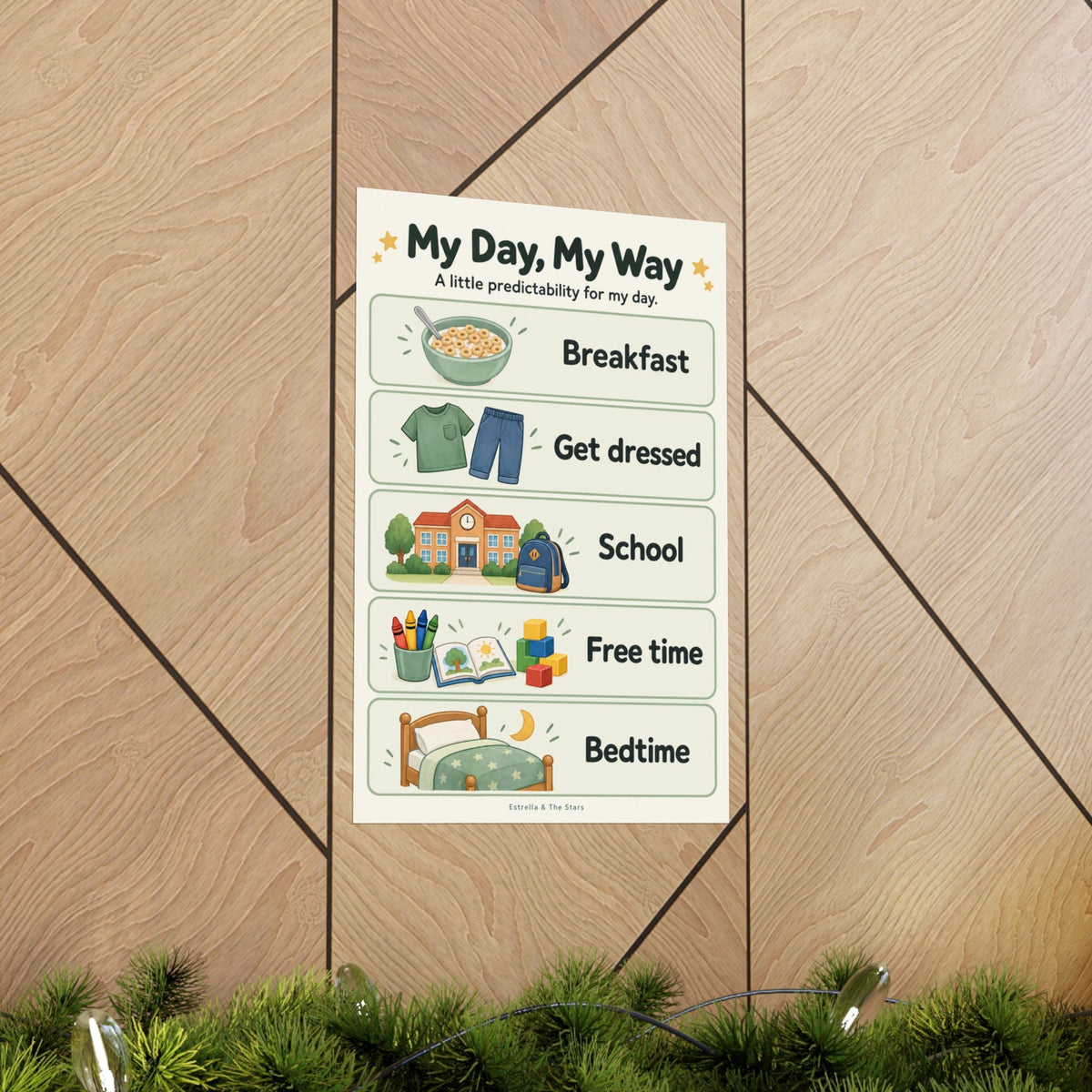 My Day, My Way Kids Routine Poster — Visual Morning & Bedtime Schedule - Estrella & The Stars