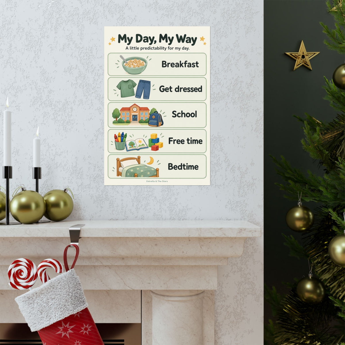My Day, My Way Kids Routine Poster — Visual Morning & Bedtime Schedule - Estrella & The Stars