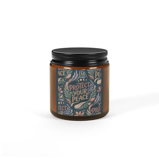 Protect Your Peace Soy Candle — Scented Amber Jar (Multiple Sizes) - Estrella & The Stars