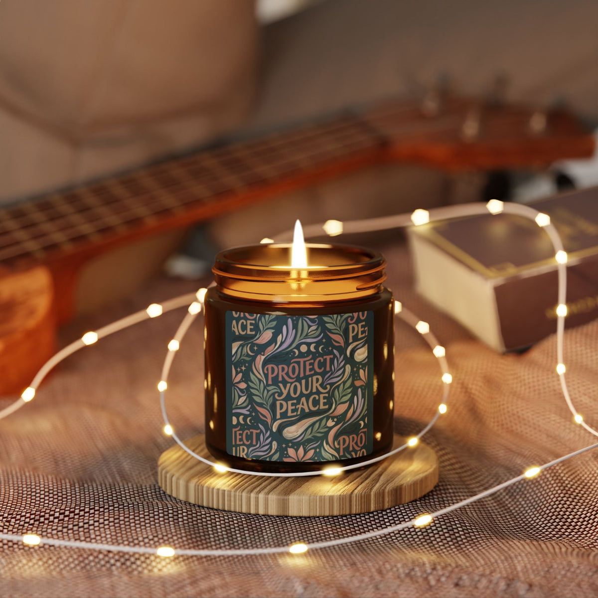 Protect Your Peace Soy Candle — Scented Amber Jar (Multiple Sizes) - Estrella & The Stars