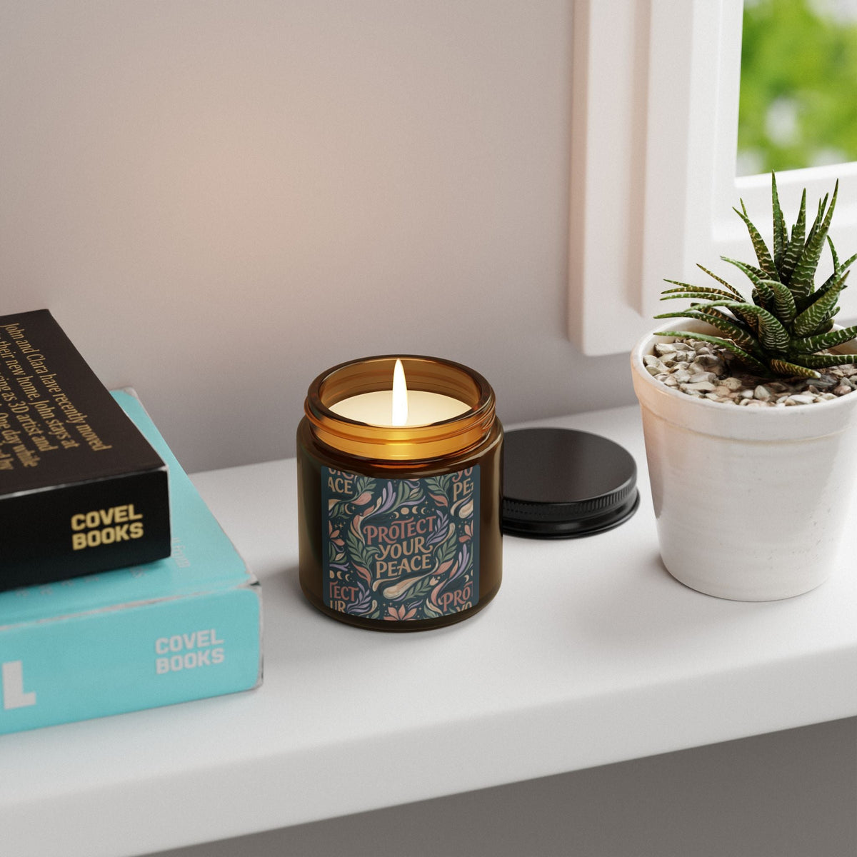 Protect Your Peace Soy Candle — Scented Amber Jar (Multiple Sizes) - Estrella & The Stars
