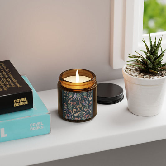 Protect Your Peace Soy Candle — Scented Amber Jar (Multiple Sizes) - Estrella & The Stars