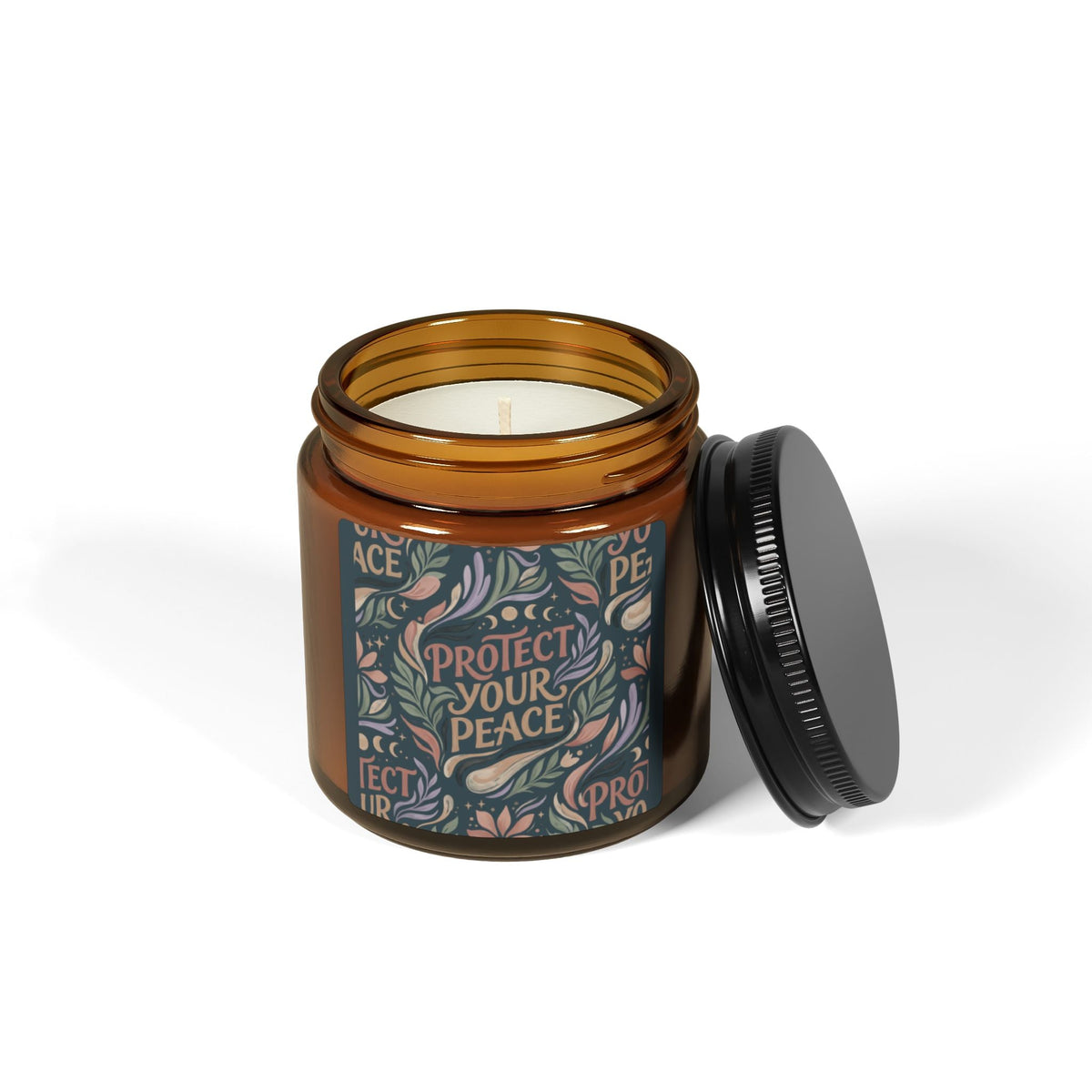 Protect Your Peace Soy Candle — Scented Amber Jar (Multiple Sizes) - Estrella & The Stars