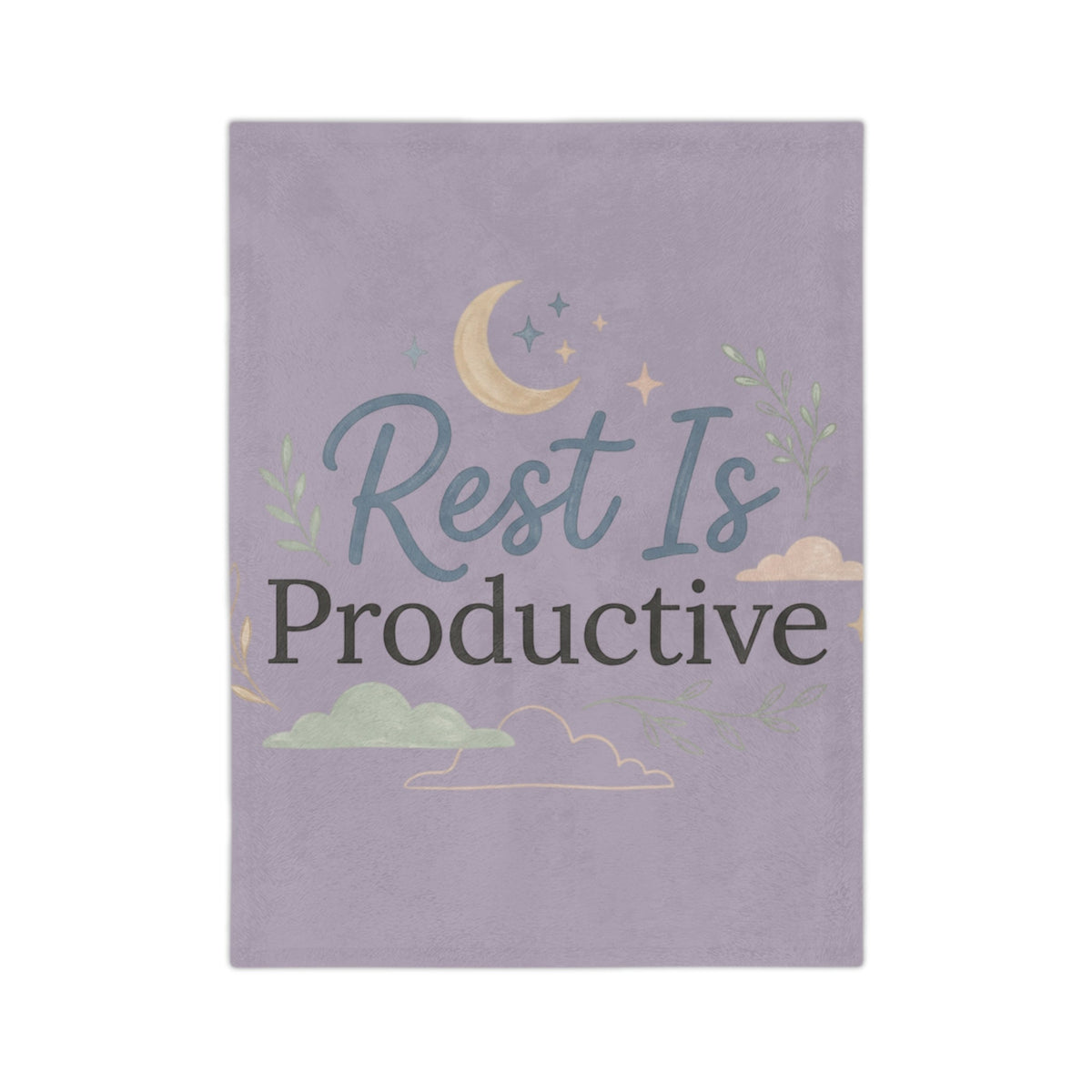 Rest Is Productive Plush Blanket — Lavender Velveteen Microfiber - Estrella & The Stars