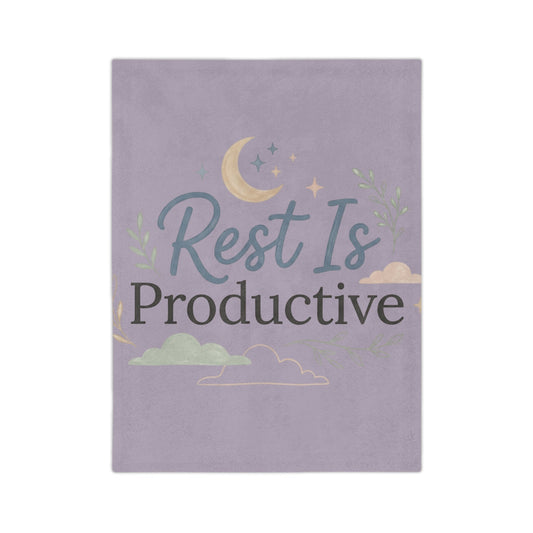 Rest Is Productive Plush Blanket — Lavender Velveteen Microfiber - Estrella & The Stars