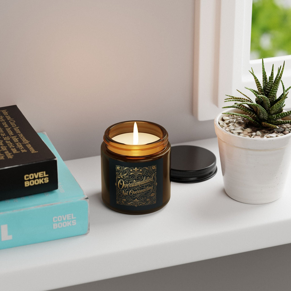 Soy Candle — “Overstimulated, Not Overreacting” Amber Jar (Aromatherapy Gift) - Estrella & The Stars