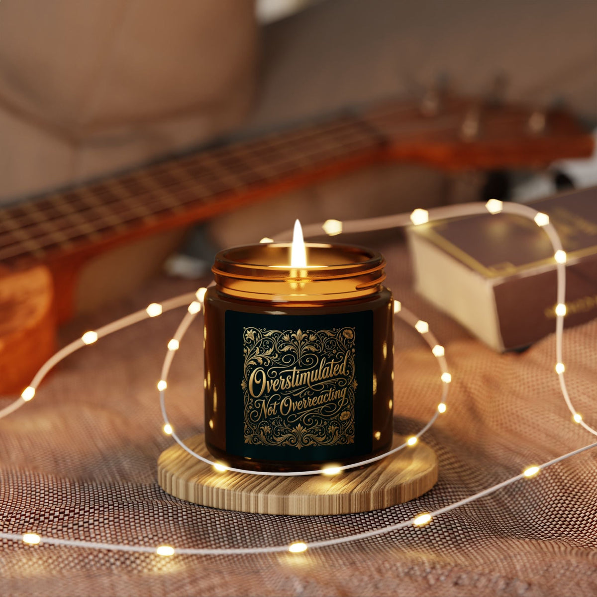 Soy Candle — “Overstimulated, Not Overreacting” Amber Jar (Aromatherapy Gift) - Estrella & The Stars