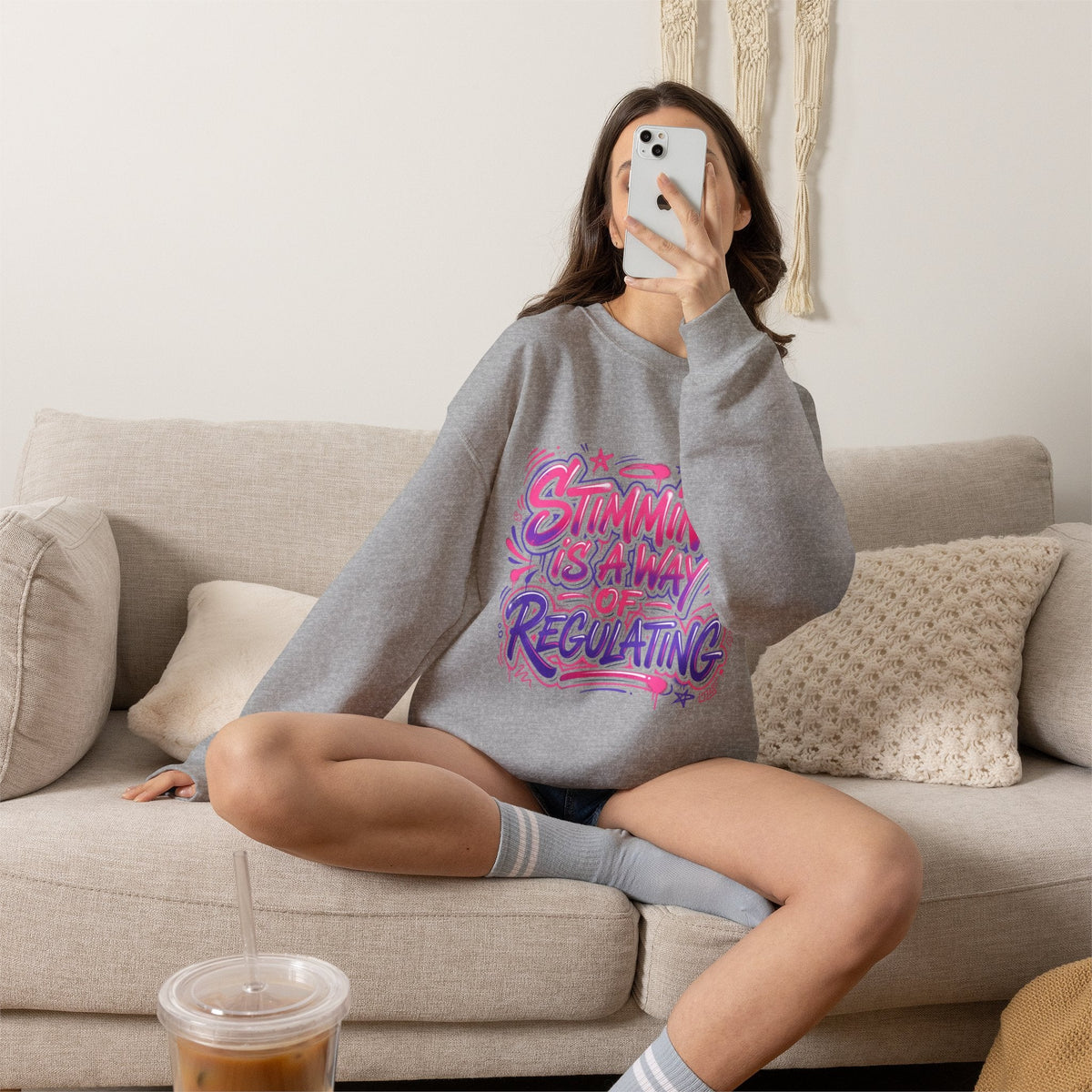 Stimming Is A Way Of Regulating Crewneck Sweatshirt — Neurodivergent Autism Pride Pullover - Estrella & The Stars
