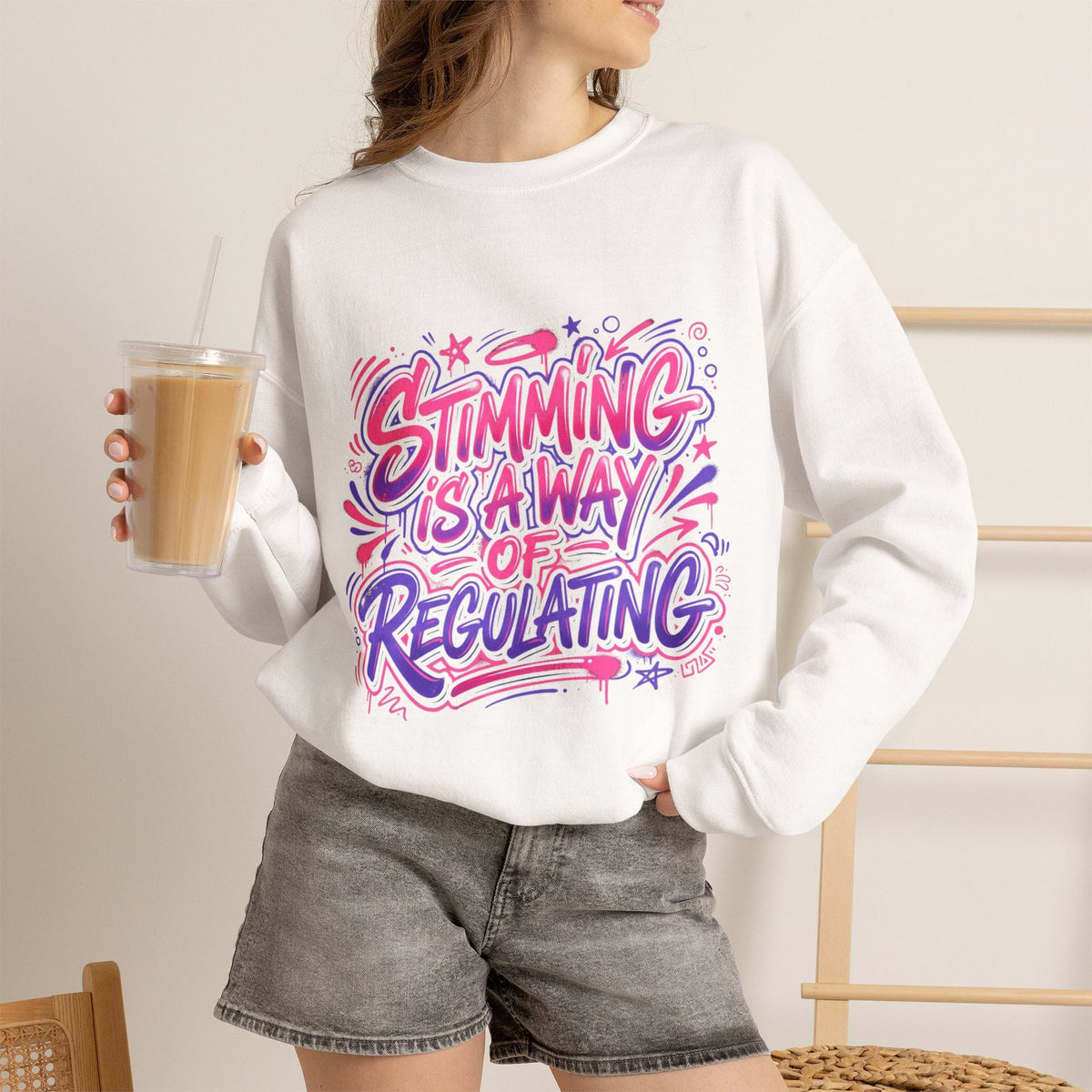 Stimming Is A Way Of Regulating Crewneck Sweatshirt — Neurodivergent Autism Pride Pullover - Estrella & The Stars