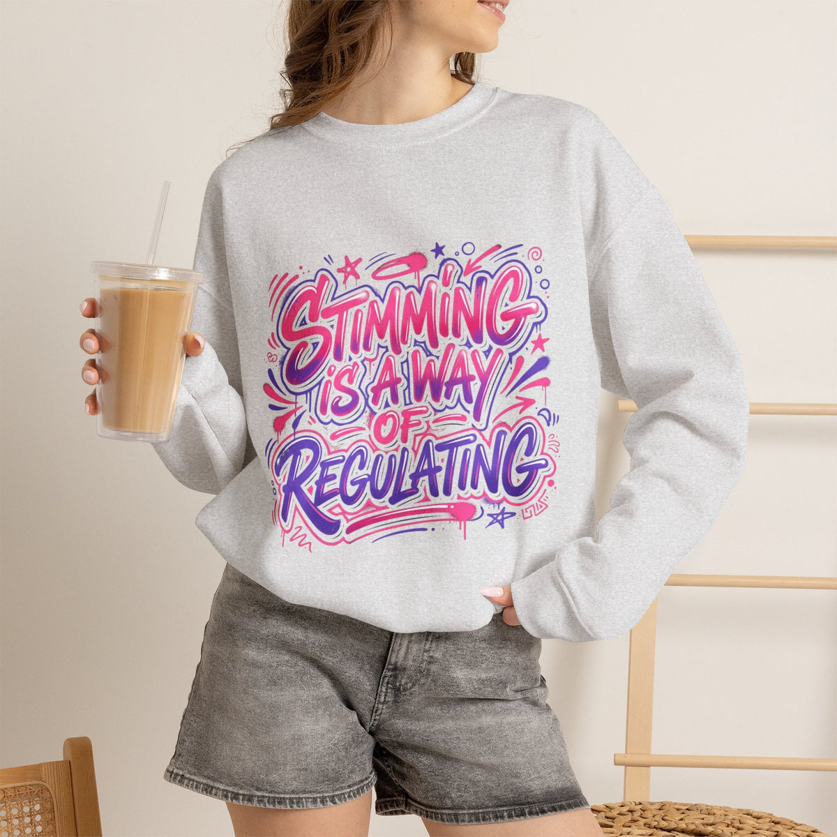 Stimming Is A Way Of Regulating Crewneck Sweatshirt — Neurodivergent Autism Pride Pullover - Estrella & The Stars