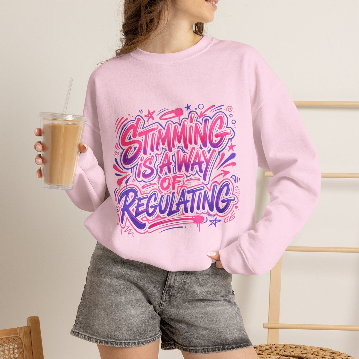 Stimming Is A Way Of Regulating Crewneck Sweatshirt — Neurodivergent Autism Pride Pullover - Estrella & The Stars