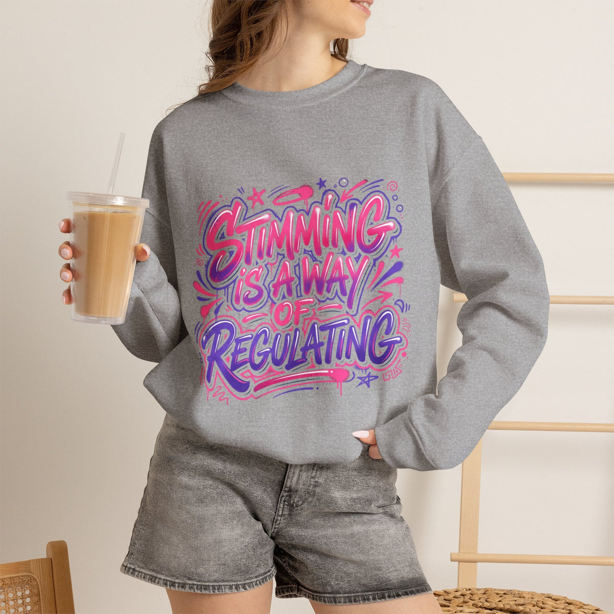 Stimming Is A Way Of Regulating Crewneck Sweatshirt — Neurodivergent Autism Pride Pullover - Estrella & The Stars