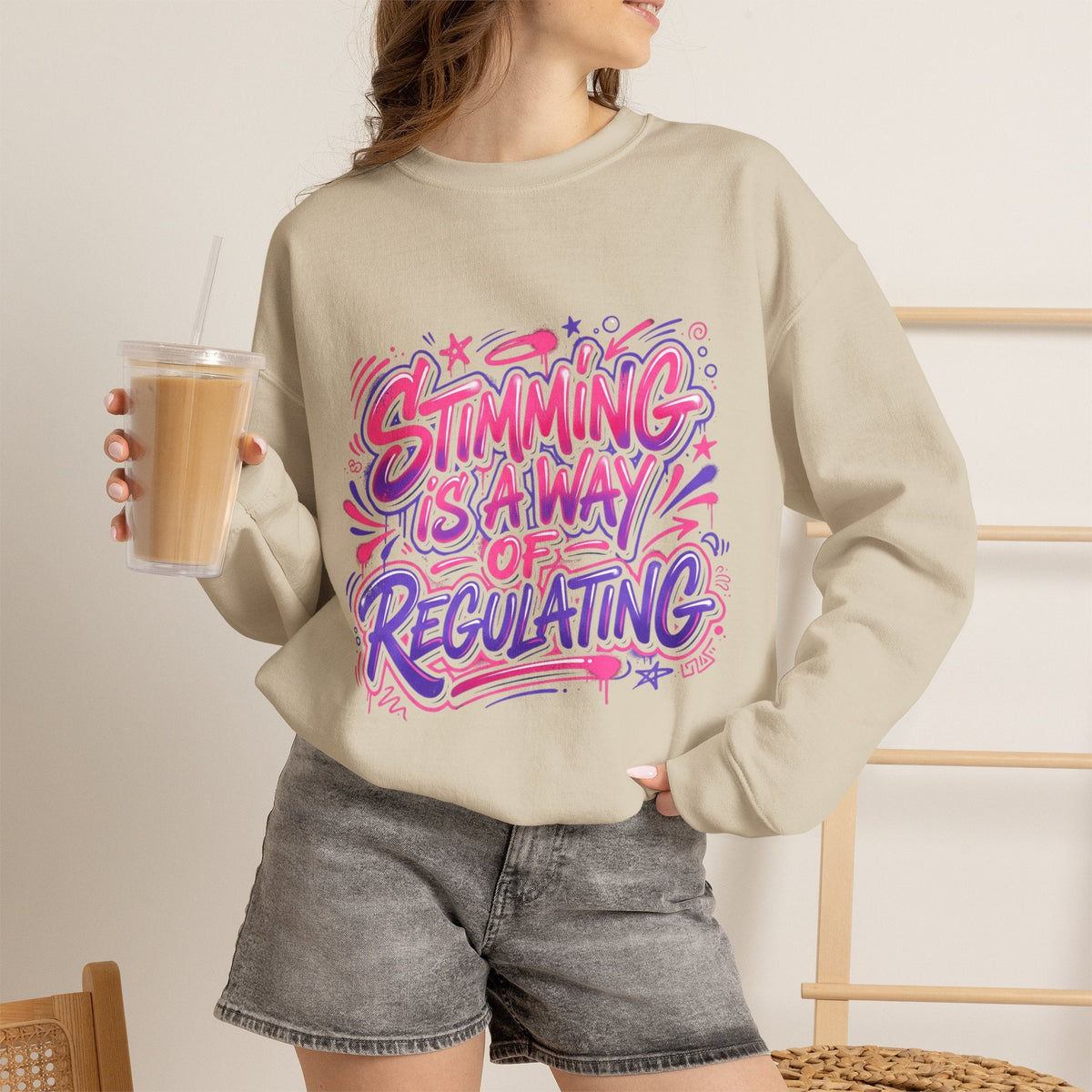 Stimming Is A Way Of Regulating Crewneck Sweatshirt — Neurodivergent Autism Pride Pullover - Estrella & The Stars
