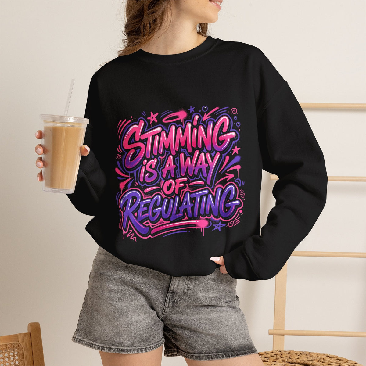 Stimming Is A Way Of Regulating Crewneck Sweatshirt — Neurodivergent Autism Pride Pullover - Estrella & The Stars