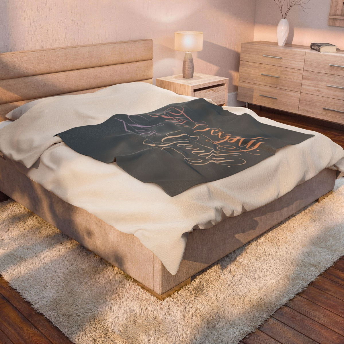 Velveteen Plush Blanket — "Feel Deeply, Live Gently" Inspirational Throw - Estrella & The Stars
