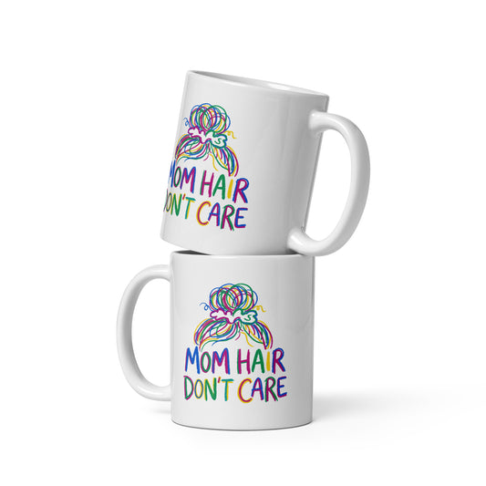 Mom Hair Don't Care Funny Mom Mug – Messy Bun Mom Life Coffee Cup – Cute Mother's Day Gift for Moms - Estrella & The Stars